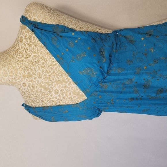 Angie Women's Blue Umbre Paisley Print Wide Leg Adjustable Strap Jumpsuit Size M - Picture 5 of 12